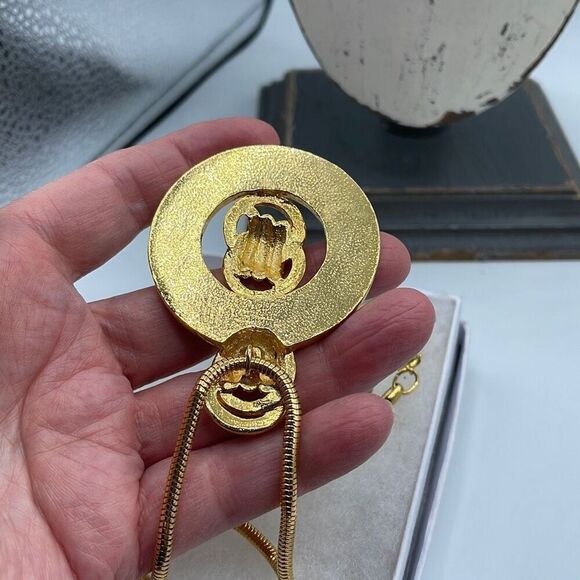 Vintage red enamel door knocker style necklace * - Picture 6 of 9